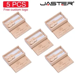 5PCS/LOT Free Custom logo Pen drive Guitar shaped USB flash drive Wooden box Memory Stick Music Pendrive 4G 16GB 32GB 64GB 128GB