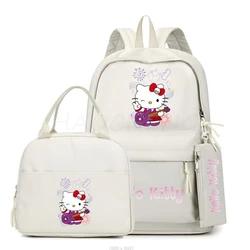 3Pcs/set Anime Hello Kitty Backpack For Student Teen Girls Boys Back To School Schoolbag Lunch Bag Gifts Women Travel Rucksack