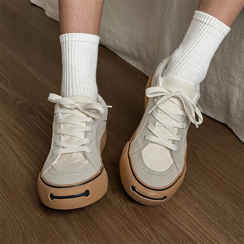 

Однотонные нишевые парусиновые туфли Smile, лоферы с круглым носком - мужская повседневная обувь в парном стиле, однотонная нишевая дышащая парусиновая обувь