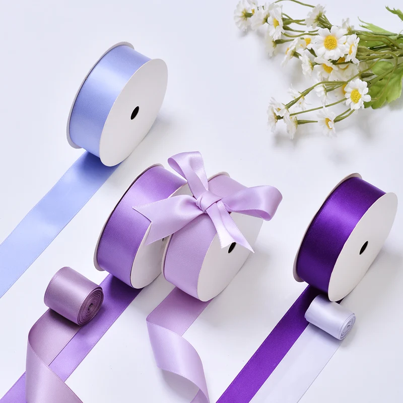 YAMA 25 28 32 38mm 100 yards/lotto Unico Viso Nastro di Raso Viola per il Partito Decorazione di Cerimonia Nuziale Handmade rosa Fiori Artigianato
