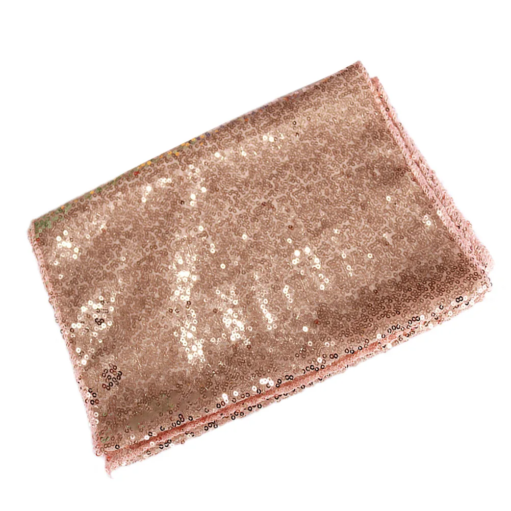 

Embroidered Tablecloth Sequin Round Wedding Party Tablecloths Rose Gold Protective Stain Resistant Lightweight One Piece Design