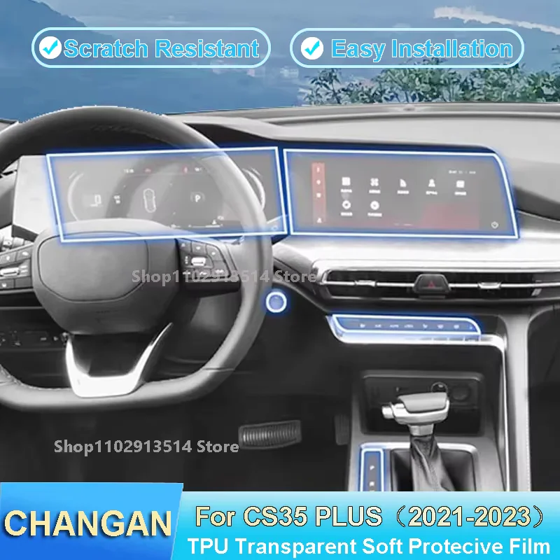 

For CHANGAN CS35 PLUS 2021 2022 2023 Interior Protective Film Anti Scratch Dashboard Center Console Panel Cover Sticker