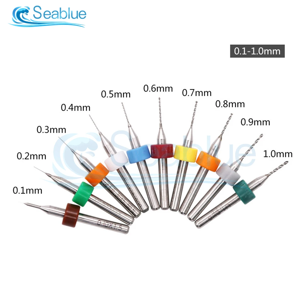 10 unids/set 0,3mm a 1,2mm PCB Mini broca de carburo de acero de tungsteno para placa de circuito de impresión CNC máquina de brocas 0,1-1/1,1-2mm