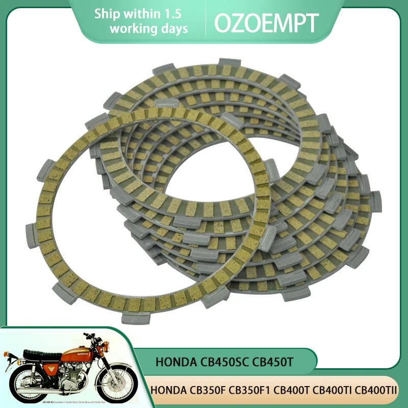 OZOEMPT Fibrous Clutch plate Apply to HONDA CB350F CB350F1 CB400T CB400TI CB400TII CB450SC CB450T