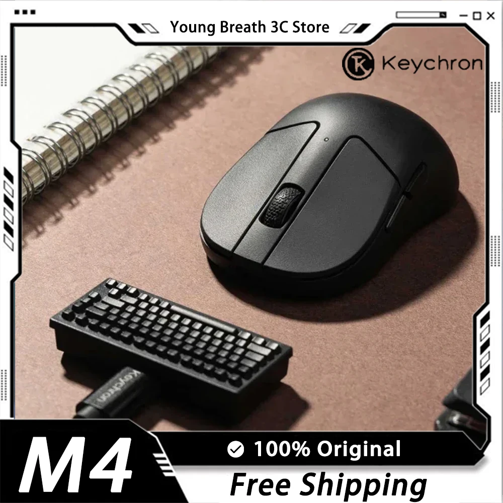 

Keychron M4 4k Mouse Tri Mode Paw3395 Bluetooth Wireless E-Sports Mouse Ergonomics Lightweight Pc Gamer Accessories Office Gifts