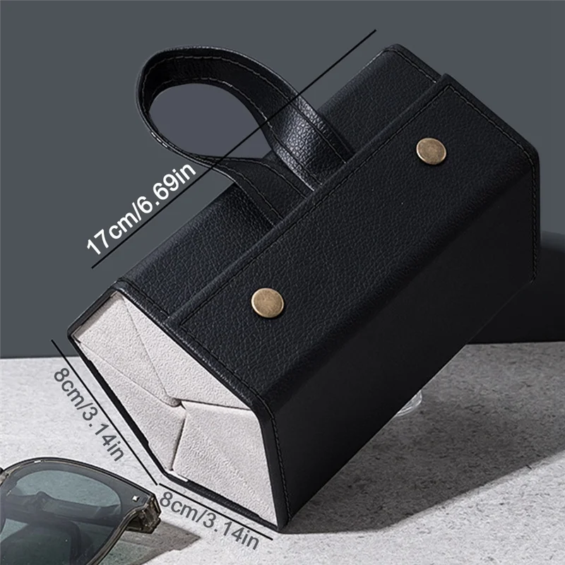 Multiple Travel Sunglasses Organizer Case - PU Leather Hanging Foldable Eyeglasses Case Storage Box for Men Women