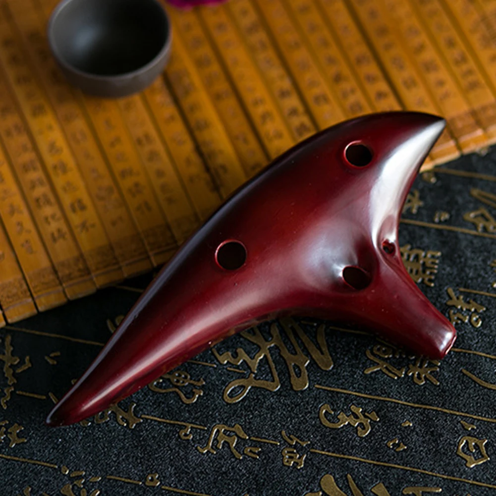 Ocarina ceramiczna 12-otworowa z osłoną ochronną, tonacja Alto C, profesjonalny instrument ocarina dla miłośników muzyki i początkujących.