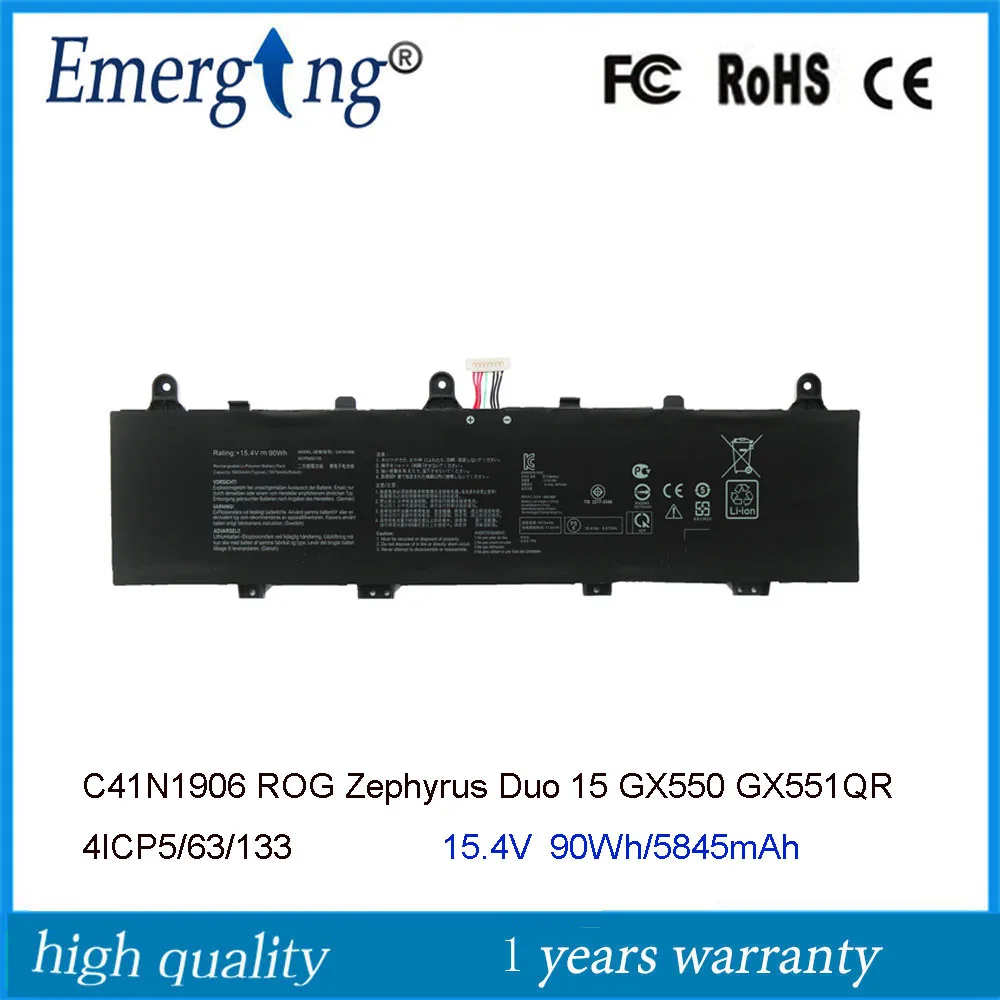 Bateria do Portátil de 15.4v 90wh C41n1906 para Asus Rog Zephyrus Duo 15 Gx550 Gx550lws Gx550lxs Gx551q Gx551qm Gx551qr Gx551qs