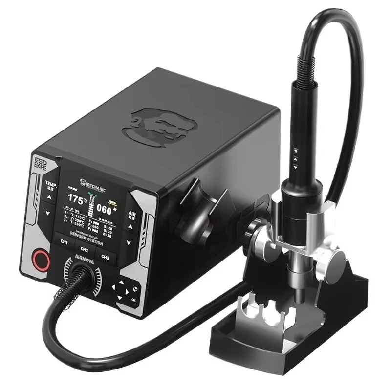 Station de Retravail à Air Chaud Intelligente Haute Puissance 1200W avec Buse Cornet pour Soudure, Formage et Réparation de Téléphones, BGA, IC, PCB