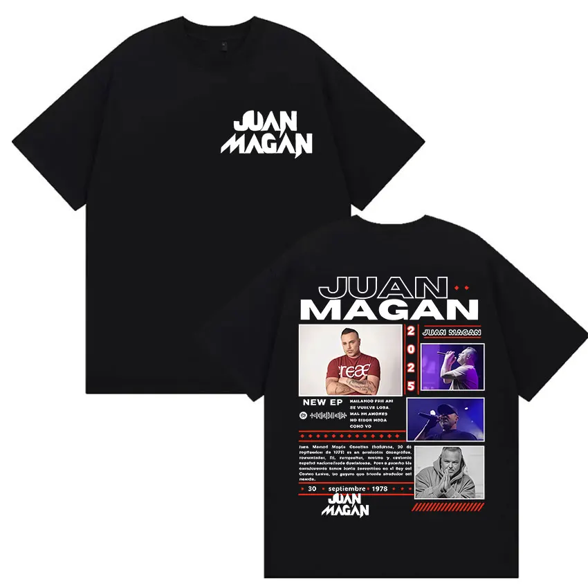 Camiseta gráfica del rapero Juan Magan Album 2025 Merch, camiseta de manga corta de moda Hip Hop para hombre, camisetas de algodón puro para hombre, ropa de calle