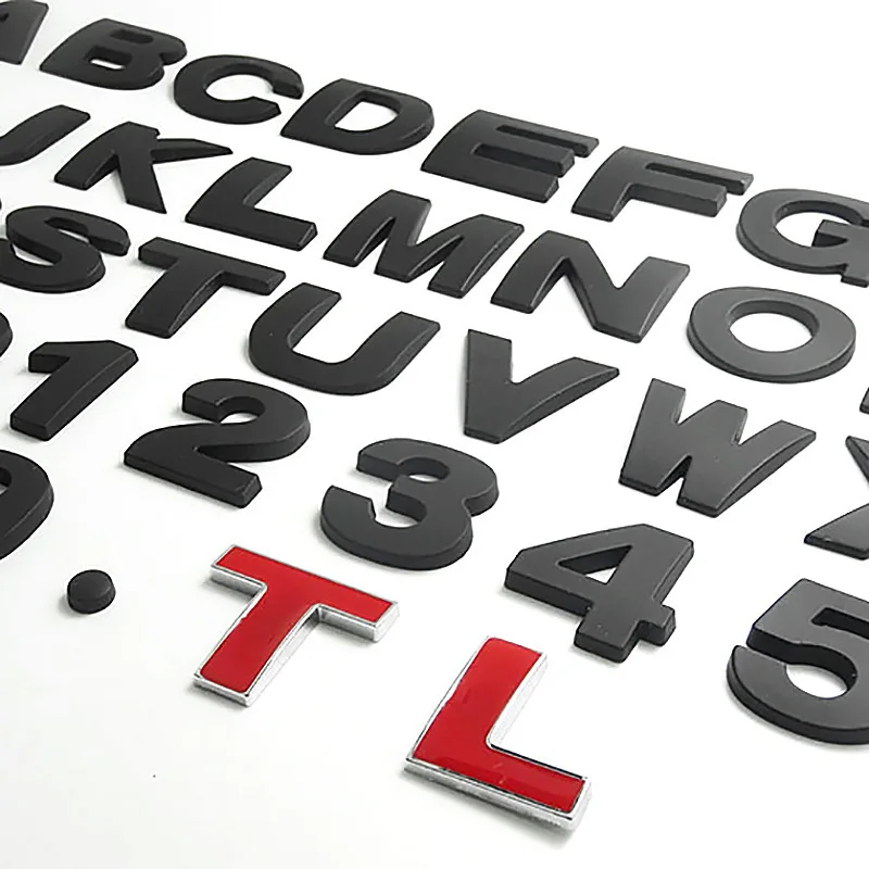 1Pcs-Height-2.6cm 3D Metal DIY Decorative Stickers Car Home Modifications Self-adhesive Independent Alphanumeric Backing Tape