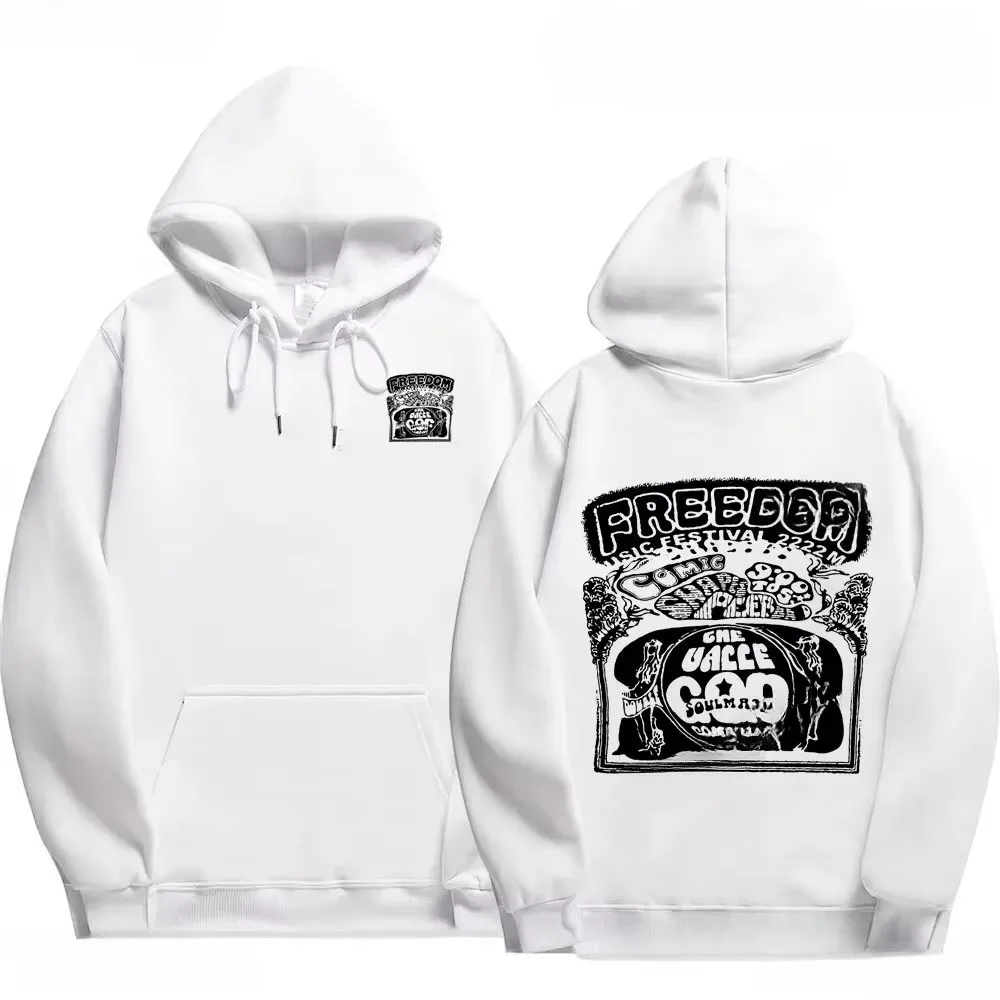Sudadera con capucha de estilo retro y motivos hippies, de la colección Freedom Music Festival, para hombre y mujer, ideal para un look urbano.