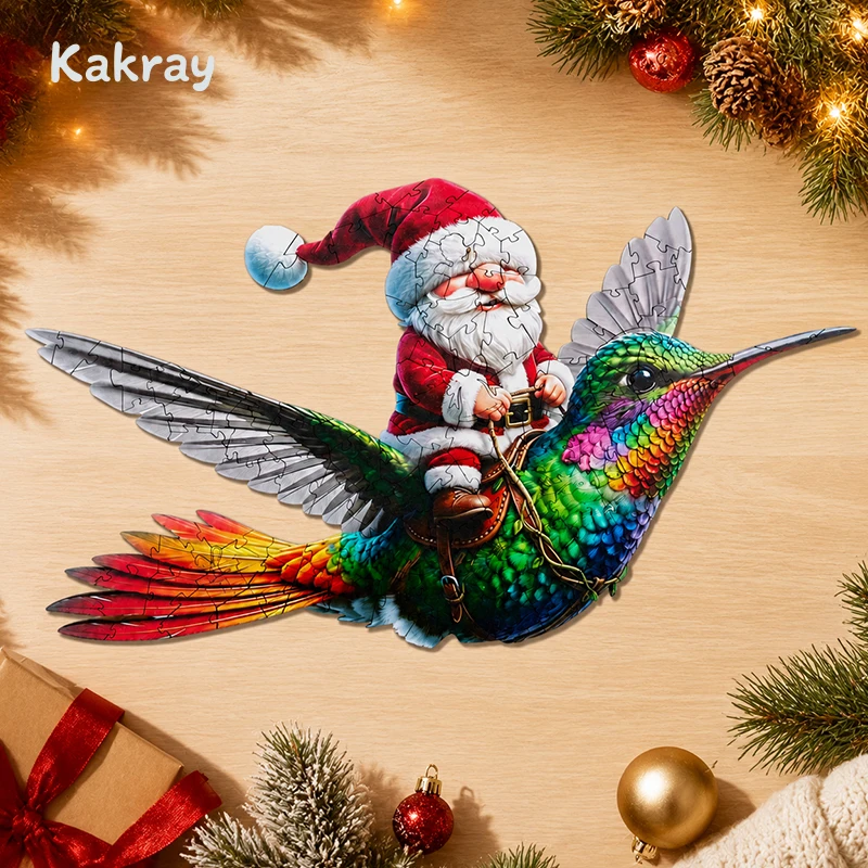Kakray Custom Colorful Christmas Journey Wooden Educational DIY Jigsaw Puzzle for Ages 14+