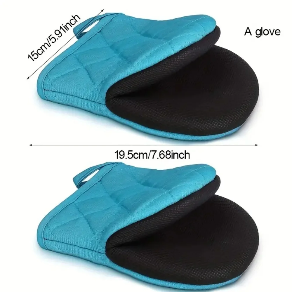 Kitchen Oven Gloves High Heat Resistant Short Oven Mitts with Non-Slip Grip Surfaces and Hanging for BBQ Baking Cooking