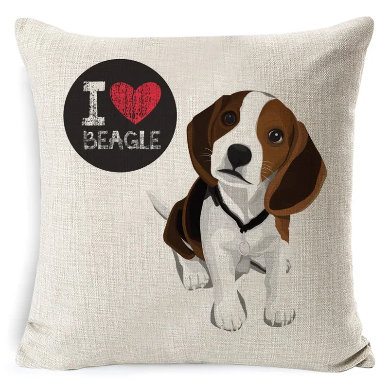 Bull Terrier Beagle Cotton Linen Cushion Cover Boston Terrier Boxer Dog Pillowcase Bulldog Chihuahua Home Decor Pillowcase