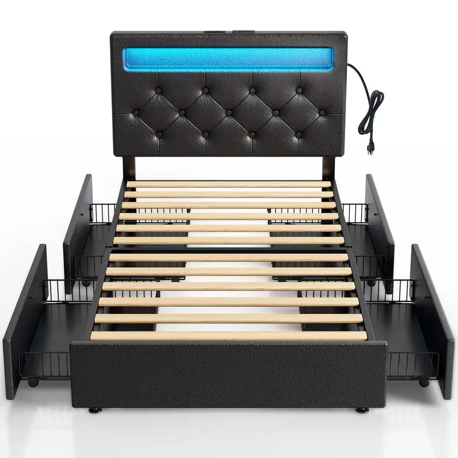 Twin Bed Frame With…