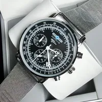 Zeppelin Men's Automatic Date Watch Three-eye Run Seconds Quartz Wristwatch Business Leisure Style