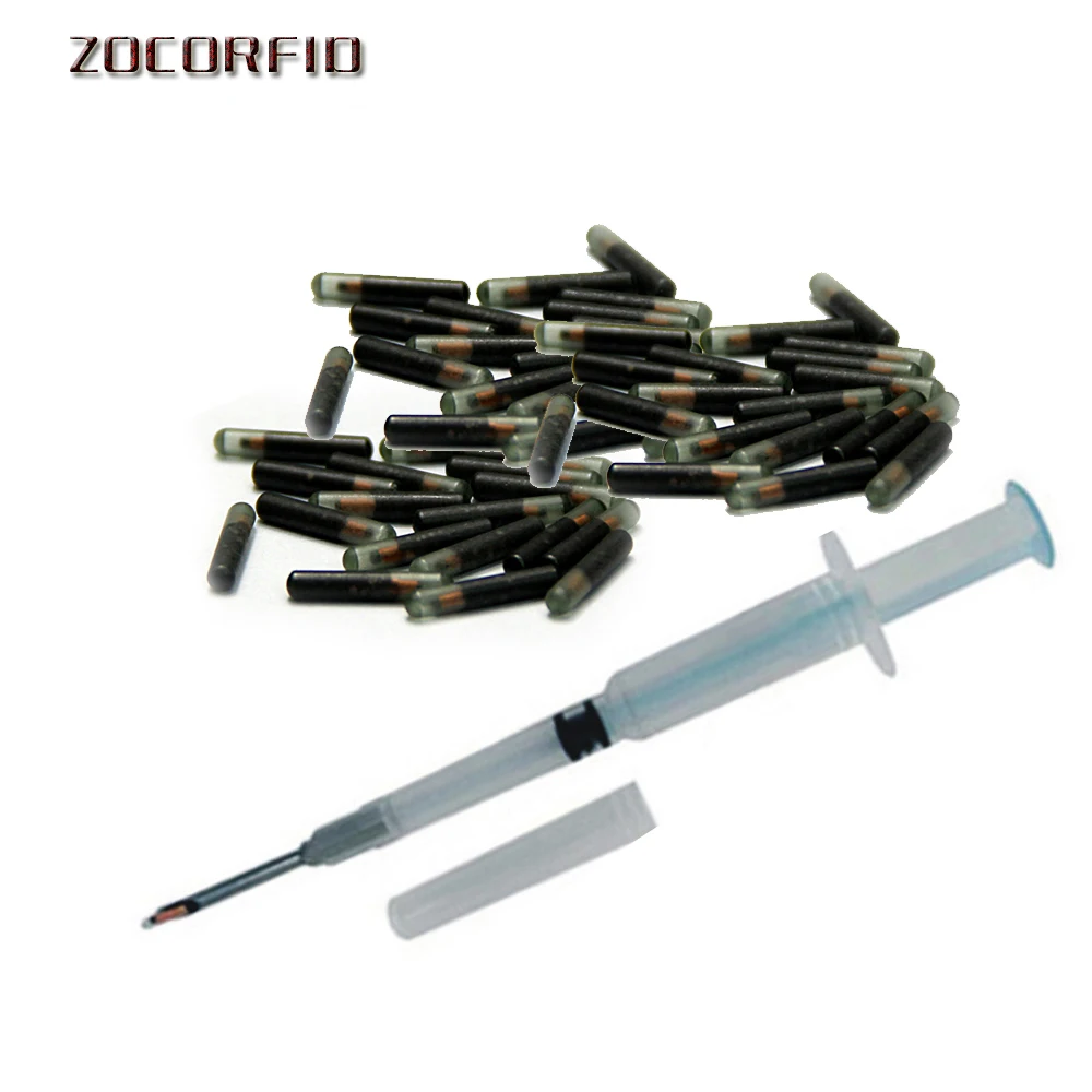 100pcs/lot ISO11784/785 FDX-B Pet Microchips cat dog,snake,Arowana,turtle,syringe RFID animal tag