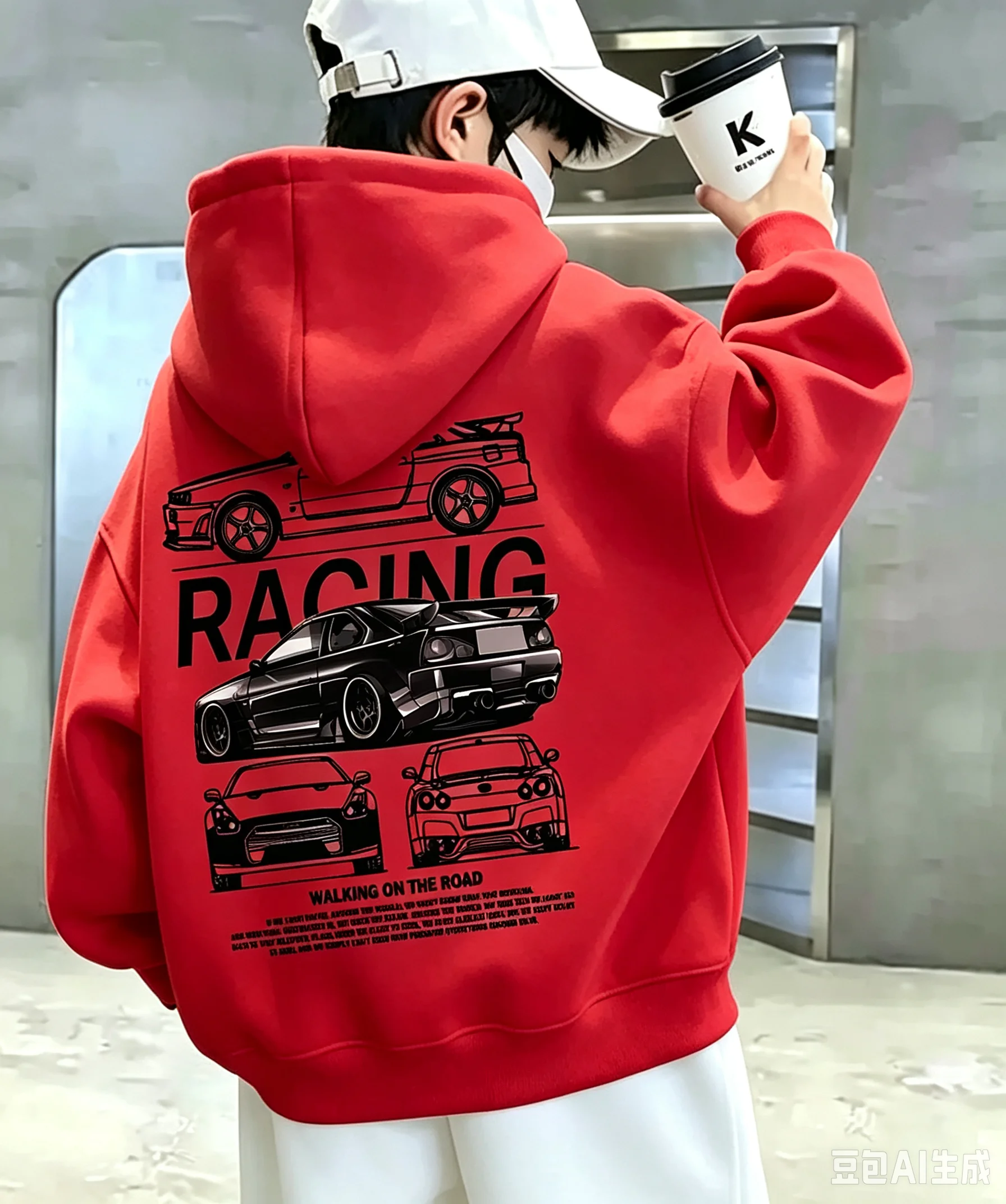 Jungen-Kapuzenpullover-Set – Neuer Herbst-/Winterstil – Cooles Rennsport-Design – Locker geschnittenes Sport-Kapuzenshirt für Kinder – Detail 9