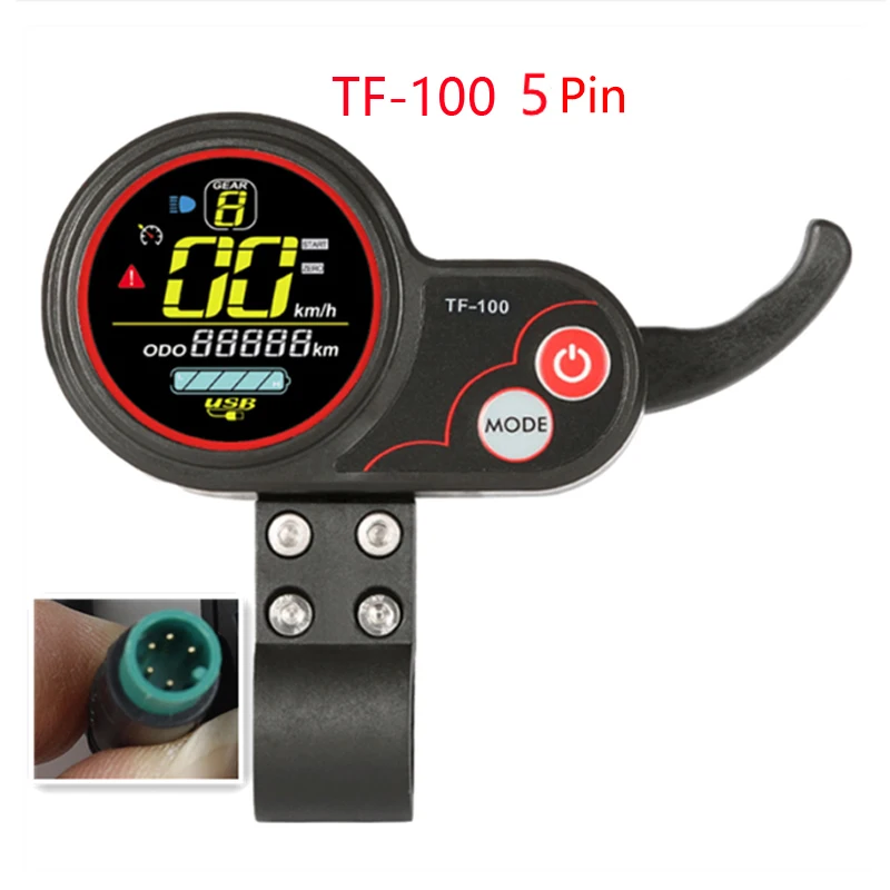 TF‑100 Display 5 Pin USB Charging Scooter Display Panel Instrument for KUGOO M4 Electric Scooter Dashboard Accessories