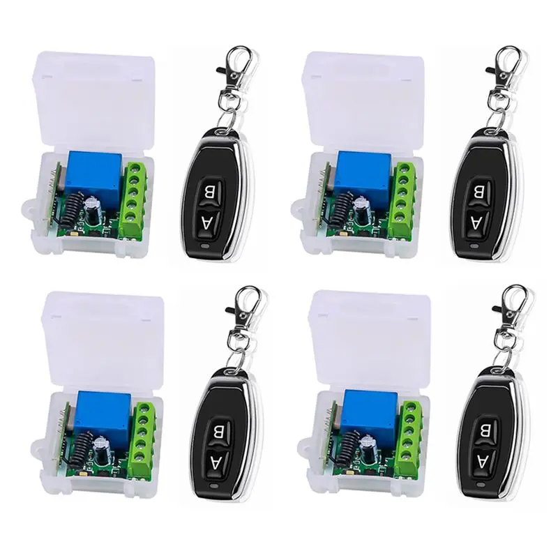BNVN-4X DC 12V Single Channel Relay Module Universal Wireless Switch RF Relay Receiver + 2 CH Remote Controller