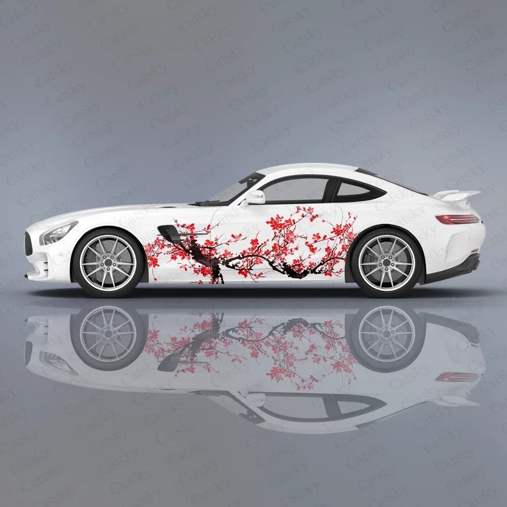 Plum Blossoms and Branches Car Sticker Decal Hood Door Body Vinyl Sticker Graphic Wrap New Car Sticker Decoration Accessories