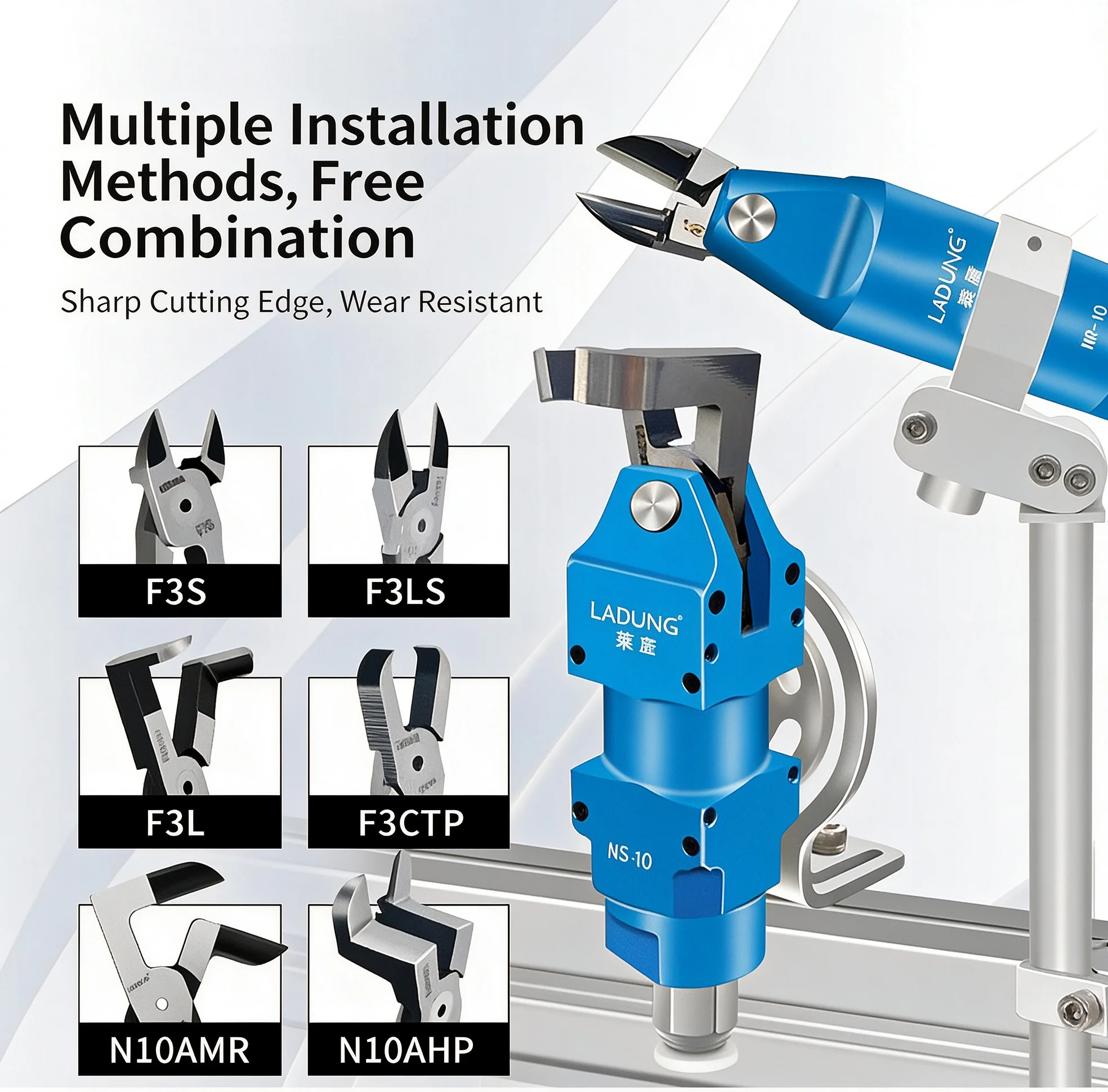 Factory Direct Industrial Grade Pneumatic Air Nipper Scissor NS/NR/MR 10 Cutter Shear Head FD3/F3LS Plastic Sprue Cutting Blade
