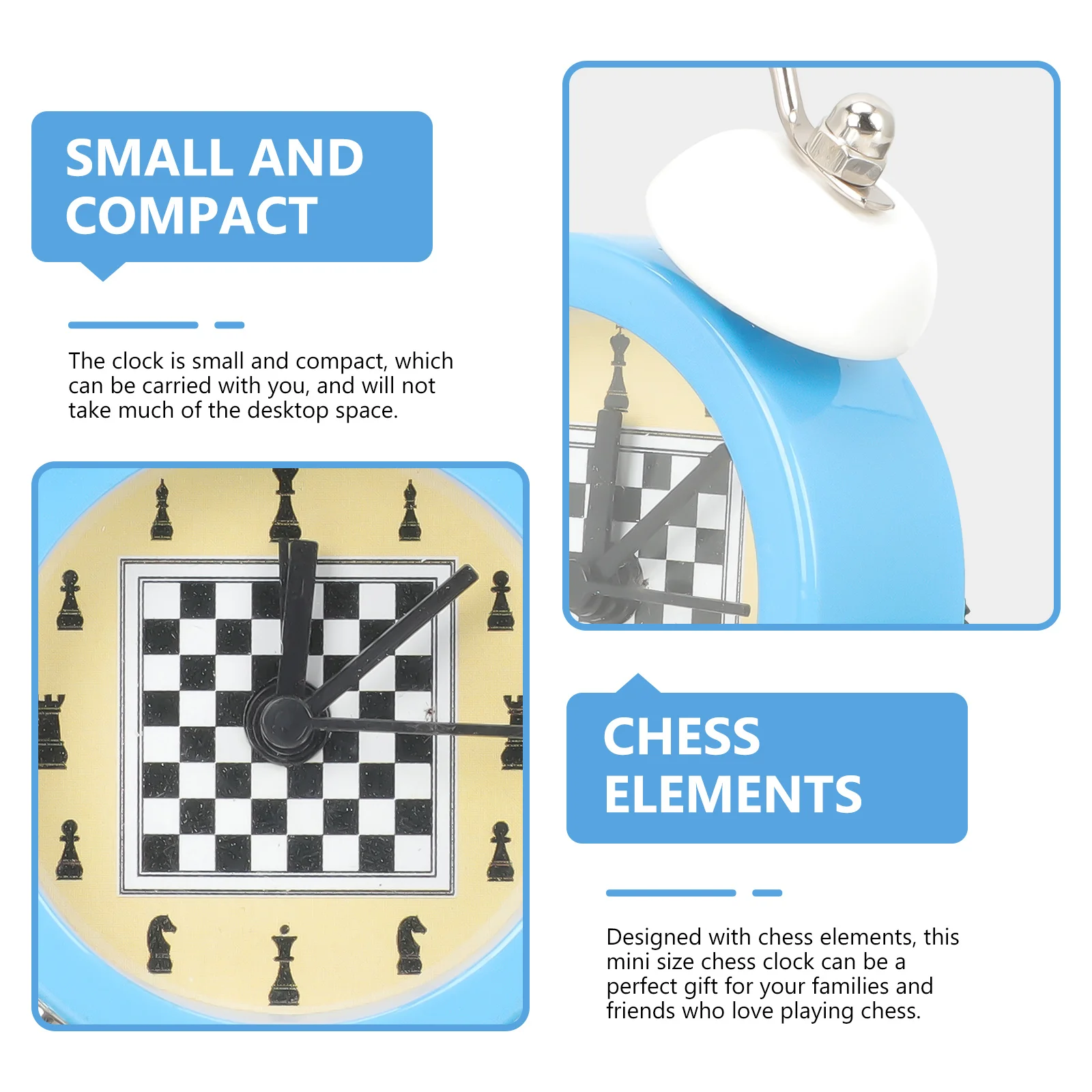 

Mini Operated Alarm Clock International Chess Timer Small Compact Silent Alarm Clock for Bedroom Desk Office Decoration