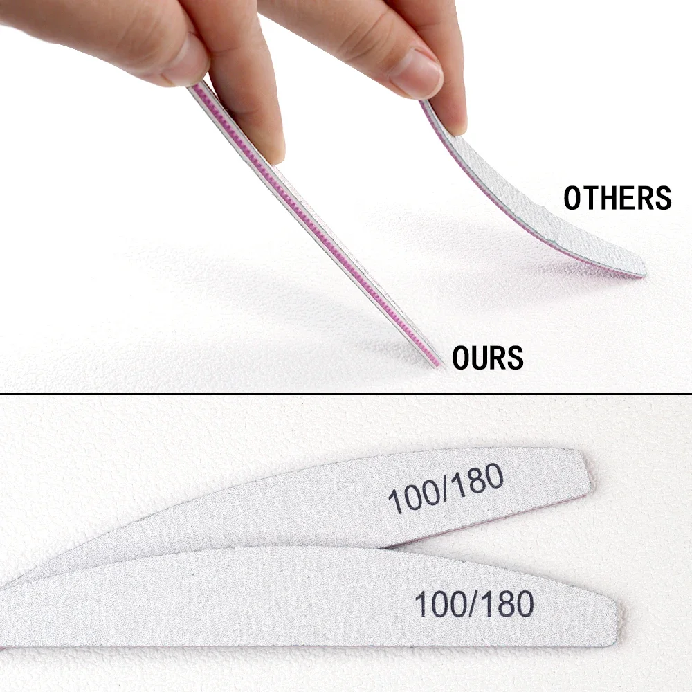 10 قطعة 180/240 شبكة الرمال المهنية ملف الأظافر الصنفرة سميكة ملفات الأظافر عازلة مانيكير الرملي نصف القمر الجير مسمار أداة
