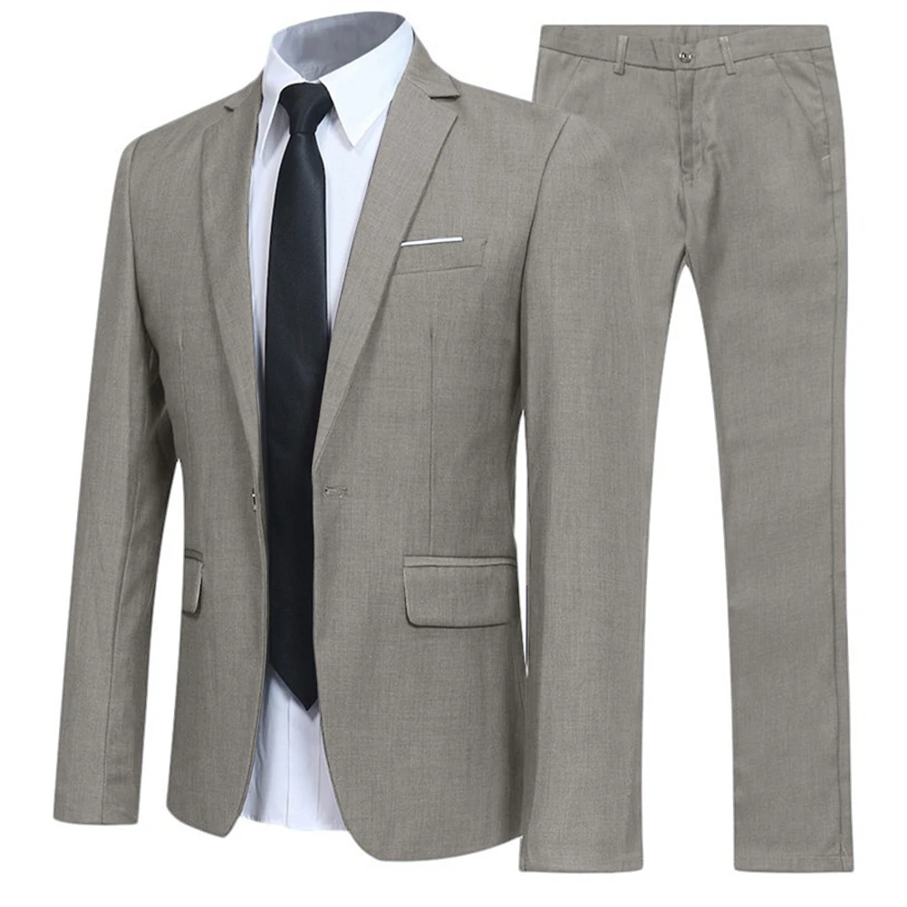 Men Blazers 2 Pieces Sets Formal Full Business Coats Blazers +Pants Wedding Party Elegant Jackets Trousers Suits Set