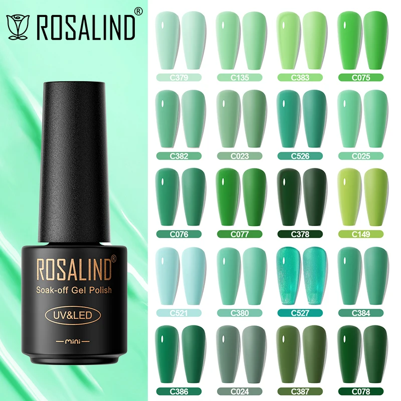 

Rosalind Nail Gel Polish Semiperment UV Esmalte Green Blue Glitter Hybrid Soak Off Top Base Coat Primer Nail Art Gel Varnish