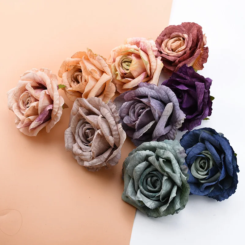 50/100pcs Silk Rose Artificial Flower Christmas Home Outdoor UV protection garden wall Wedding Arch DIY Gift Hot sale Decoration