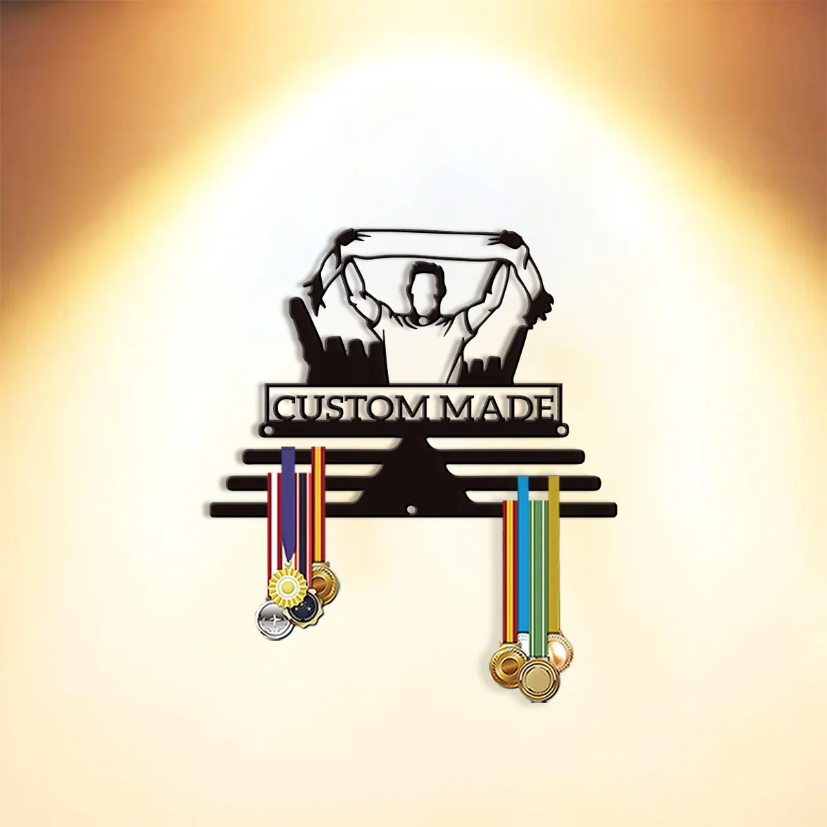 A luxurious black custom-made item champion Wall mounted medal rack can hold 60 medals, metal trophy storage hooks Medal storag