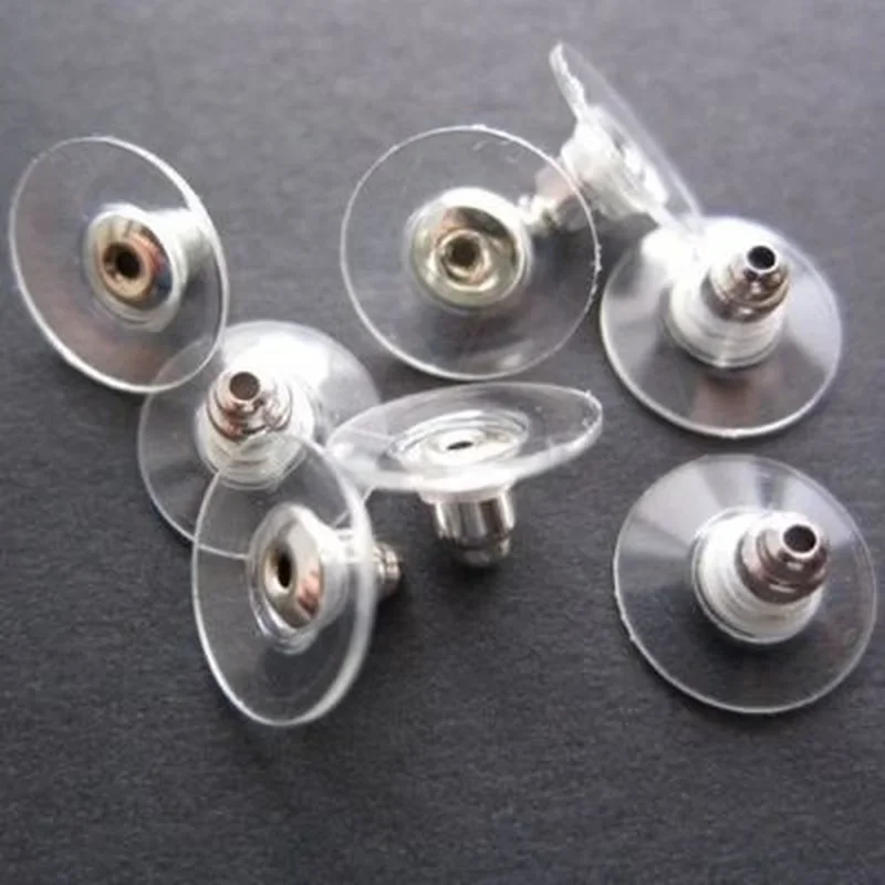 20pcs DIY Craft Accessories Silicon Stud Earring Earrings Back Stoppers Ear Post Nuts Jewelry Findings Components Gold and Silv