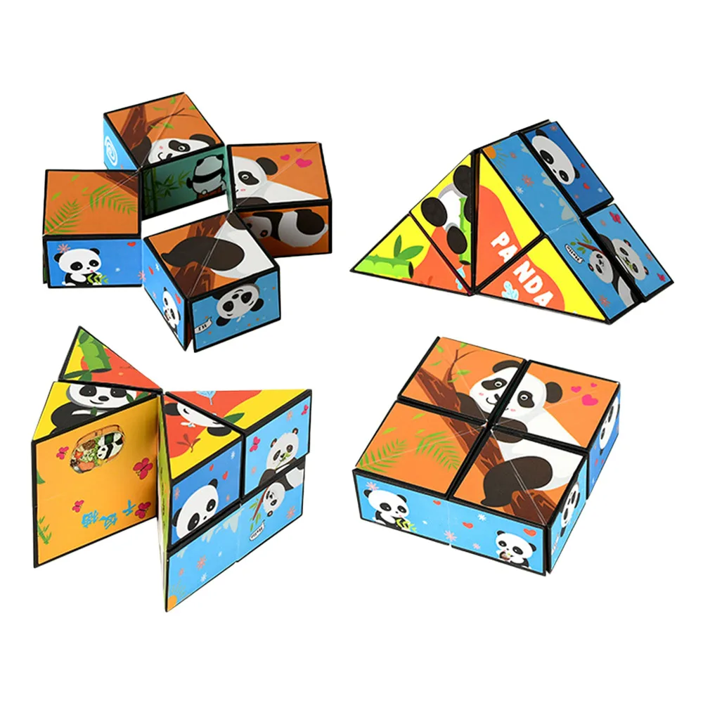 Panda Infinite Magic Cube Flipping Decompress Puzzle Three-Dimensional Small Toy Toy Gifts Hand Flip Puzzle Shape Shifting Box