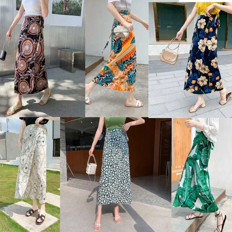 

Женская юбка-миди Vaion Wear ter Ne с цветочным принтом и запахом, пляжная длинная юбка из полиэфирной ткани с высокой талией