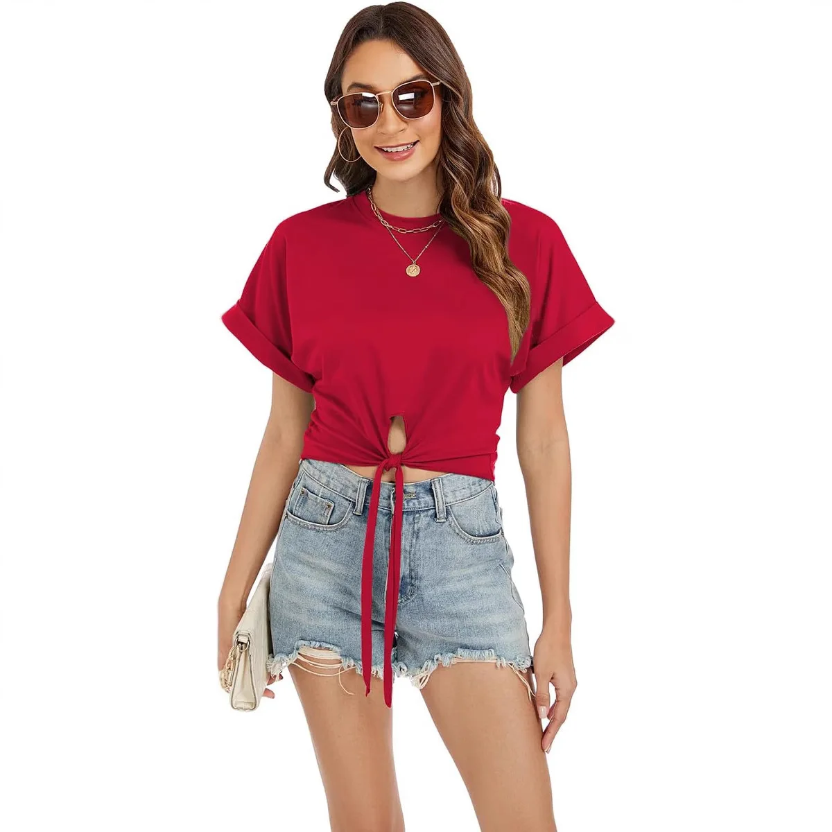 T-shirt rond ample pour femmes, Design pour filles chaudes, haut décontracté et confortable pour dames