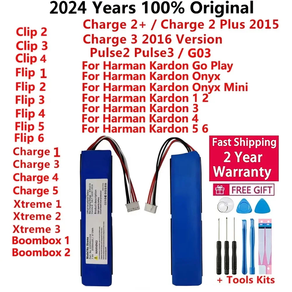 하만 카돈 오닉스 스튜디오용 정품 스피커 배터리, JBL 충전 붐박스 플립 펄스 익스트림 1, 2, 3, 4, 5, 6, 고 플레이 오닉스 미니용
