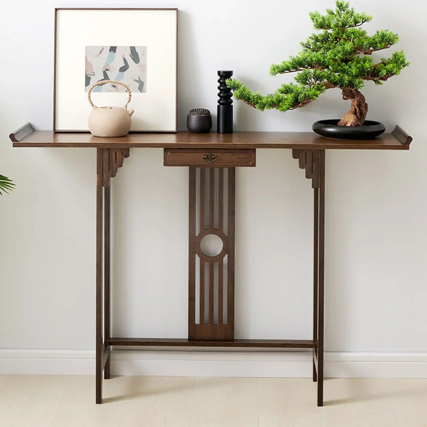 

32-дюймовый консольный столик в деревенском стиле, диван-стол, акцент прихожей для гостиной, прихожей, бамбуковый вход в китайском стиле, распродажа