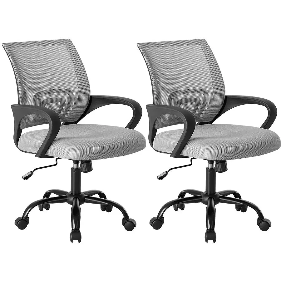 

Home Office Computer Chair Ergonomic Mid Back Desk with Lumbar Support and Rocking Mode, Height Adjustable with Flipup Armrest,