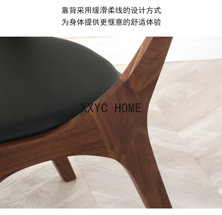 イタリア北欧クラシックホーム北米ブラックウォールナット無垢材ラウンドテーブルレストランダイニングテーブルと椅子セット