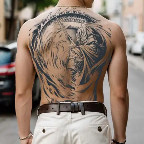 Magic Juice Ink Waterproof Tattoo Stickers Full Back Large Size Herbal Juice Temporary Tattoos Men Body Art Dragon Tiger