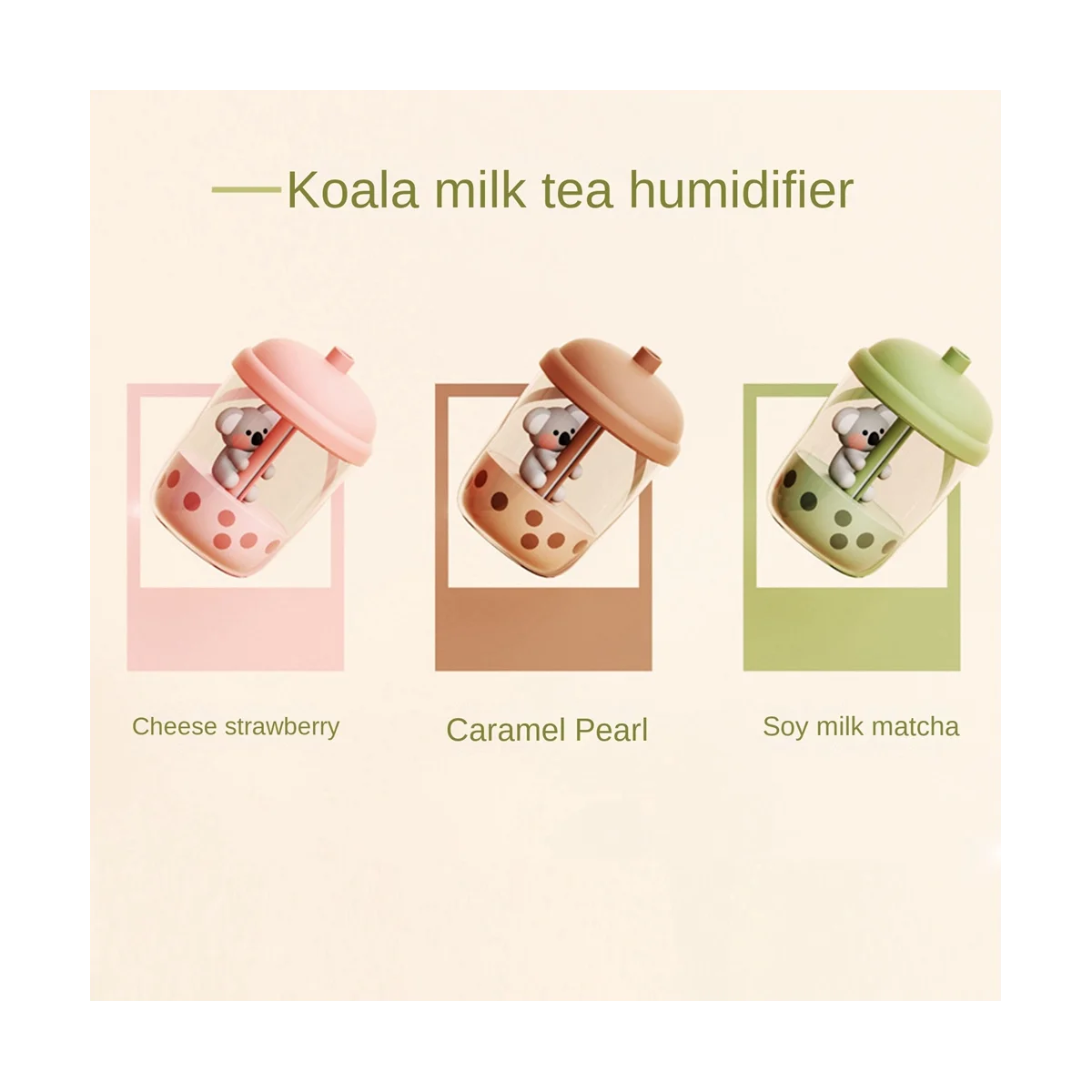 휴대용 코알라 우유 차 컵 공기 정화 가습기, USB 데스크탑 물 무화기 디퓨저, 침실 핑크, 450ml