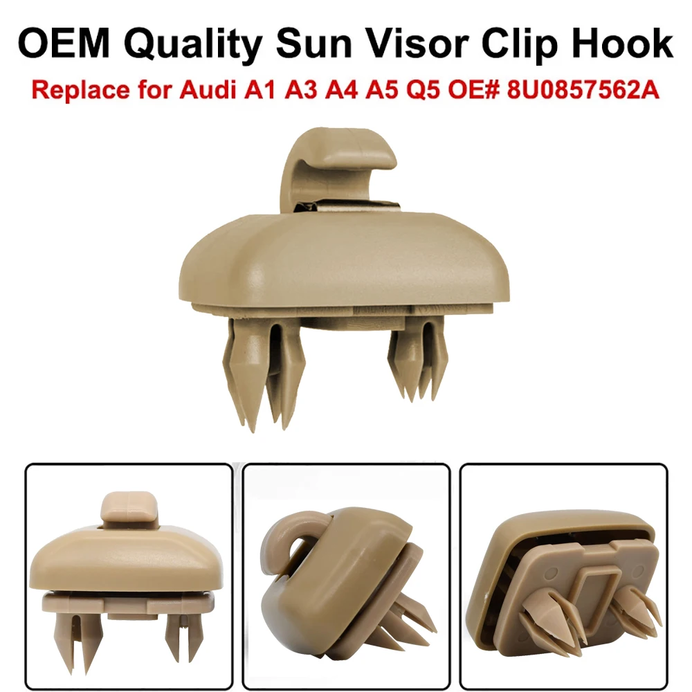 Pop 2pcs For Audi A4 S4 A5 S5 Q3 Q5 TT 8U0857562A Car Sunshade Sun Visor Retainer Hook Black Gray Beige Fastener Clip Holder Bra