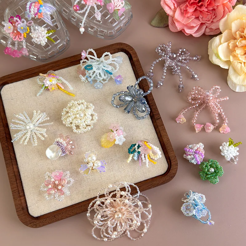 Exquisite Beaded Crystal Flower Shoe Clips 3D DIY Decorations for Woman Korean Style Removable Shoe Accessories Non Slip Daily