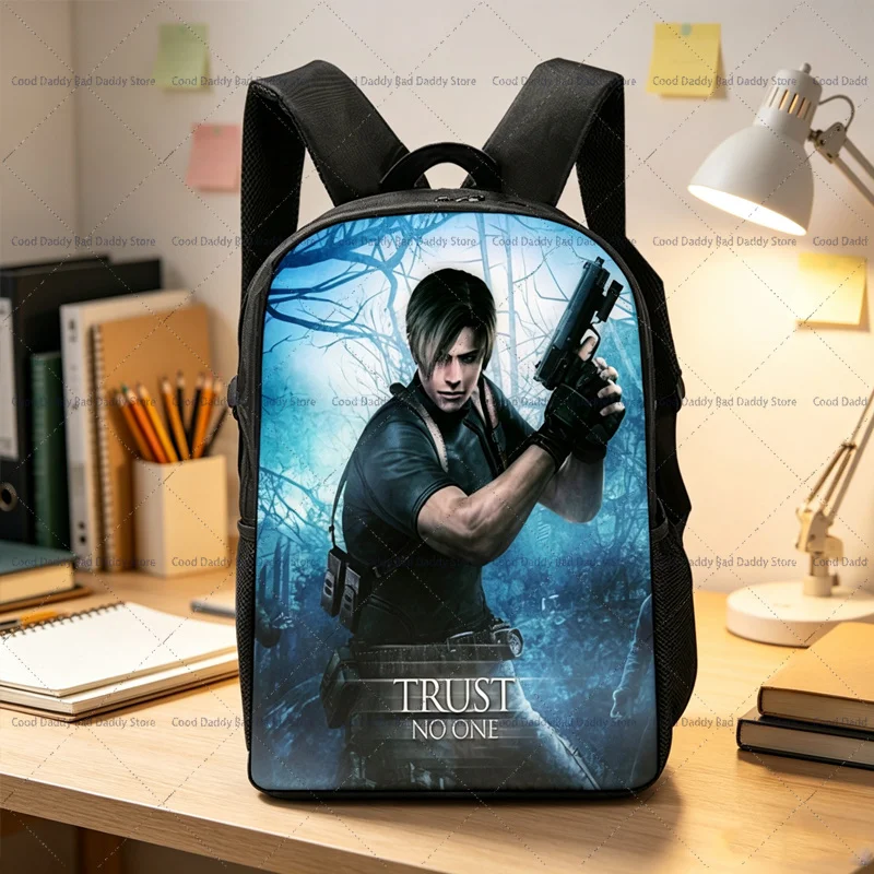 Resident Evil Leon S Kennedy Backpack, 3D Print Game Theme School Bookbag Boys Girls Casual Travel Laptop Rucksack Mochila Gift
