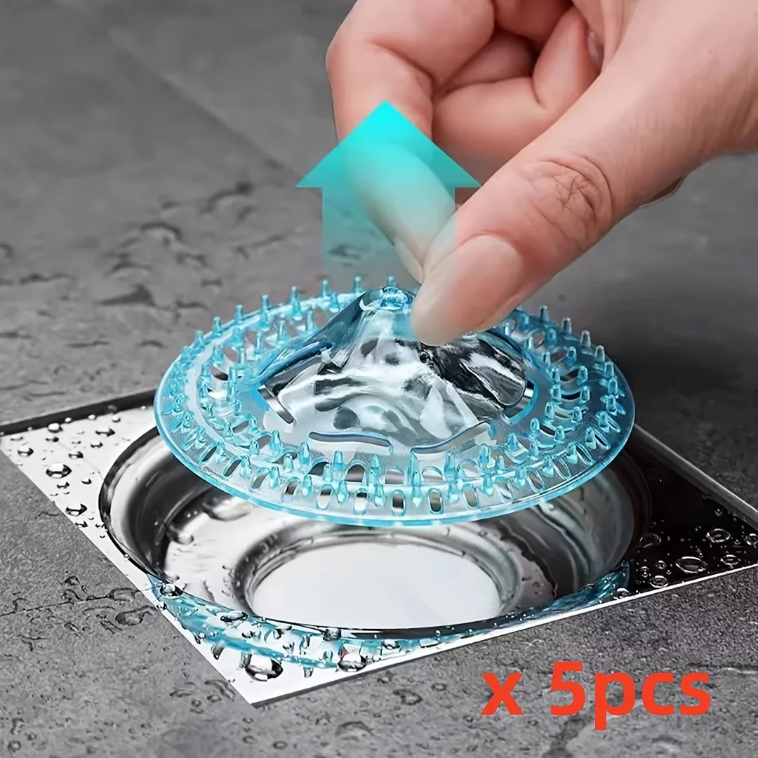 5Pcs Disposable Drain Filter Hair Catcher Hair Proof Bathroom Floor Drains Shower Drain Cover Anti-Clog Mesh For Hair/Waste
