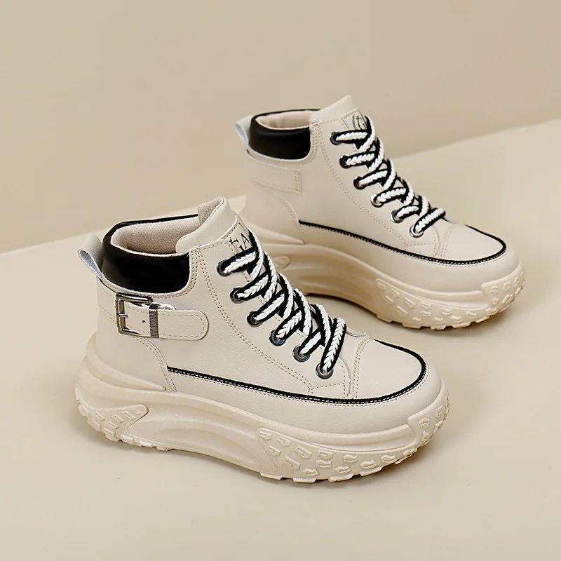 New Chunky Sneakers for Women Lace-Up White Vulcanize Shoe Casual Fashion Dad Shoes Platform Sneaker Zapatillas Mujer