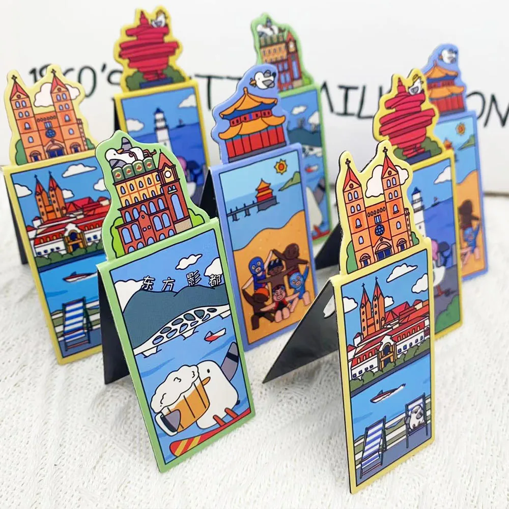 4 قطعة الكرتون تشينغداو الإشارات المرجعية المغناطيسية اللوازم المكتبية المدرسية صفحات القراءة الكتب المشروحة DIY بها بنفسك الإشارات المرجعية الجمالية #4