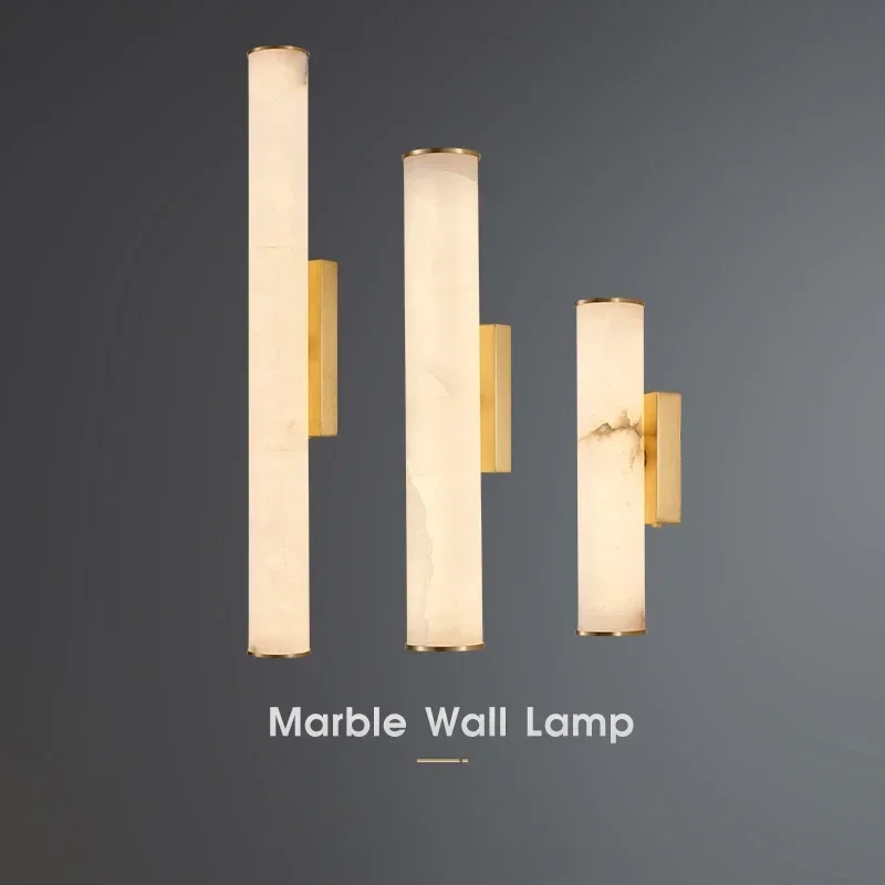 

Natural Marble Wall Lamp Modern Lighting for Living Room Bedroom Natural Marble Brass LED Lights Room Decor Marble Wall Lamp